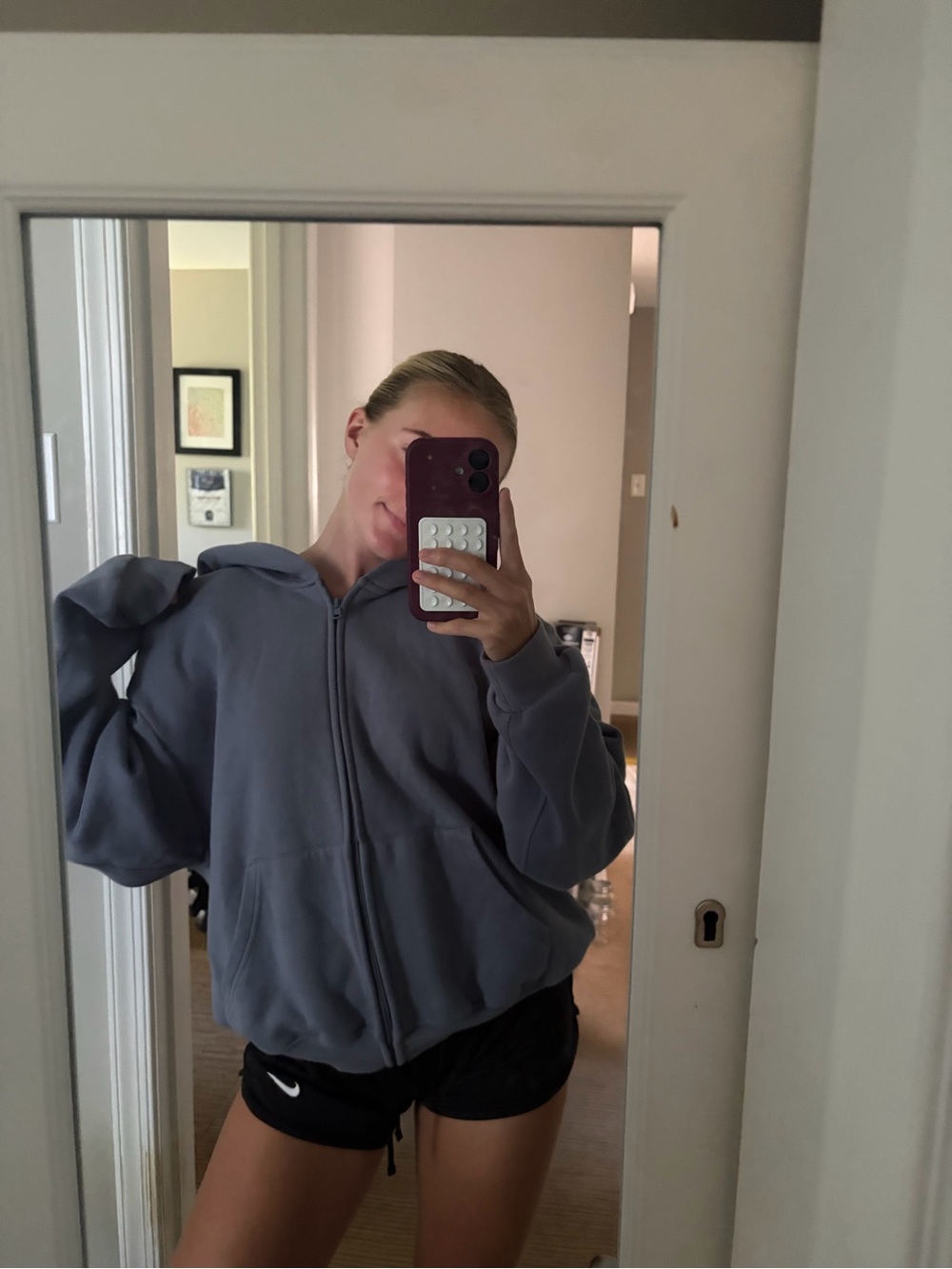 SKIMS Oversized Zip-Up Hoodie in Slate Gray